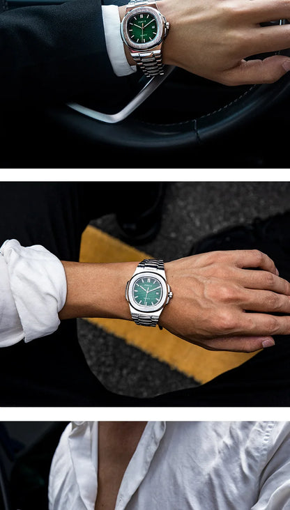 Men's Quartz Watch - Square Calendar Fashion Casual Watch with Alloy Band - ZOOMNSTORE