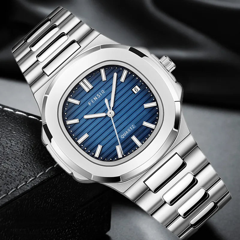 Men's Quartz Watch - Square Calendar Fashion Casual Watch with Alloy Band - ZOOMNSTORE