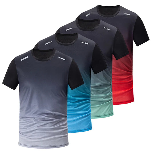 Mens Gradient Quick-Drying Sports T-Shirt - Short-Sleeved Multi-Size Fitness Tee - ZOOMNSTORE