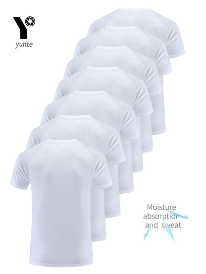 Men's Quick-Dry T-Shirt – Lightweight Breathable Gym Shirt | White Polyester Pull On Tee - ZOOMNSTORE