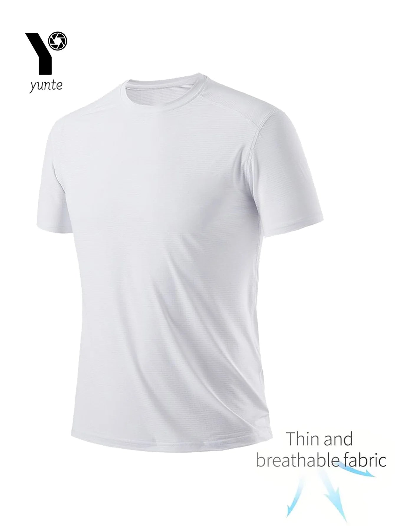 Men's Quick-Dry T-Shirt – Lightweight Breathable Gym Shirt | White Polyester Pull On Tee - ZOOMNSTORE
