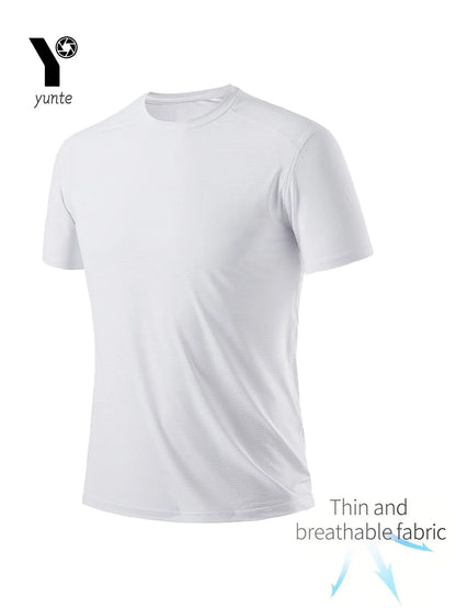 Men's Quick-Dry T-Shirt – Lightweight Breathable Gym Shirt | White Polyester Pull On Tee - ZOOMNSTORE