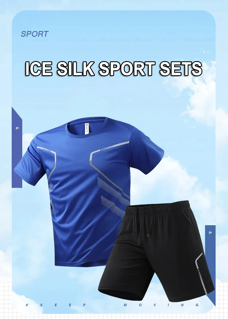 Men's Quick Drying Running Set – Breathable Polyester Shirt & Elastic Hiking Shorts for Outdoor Sports - ZOOMNSTORE