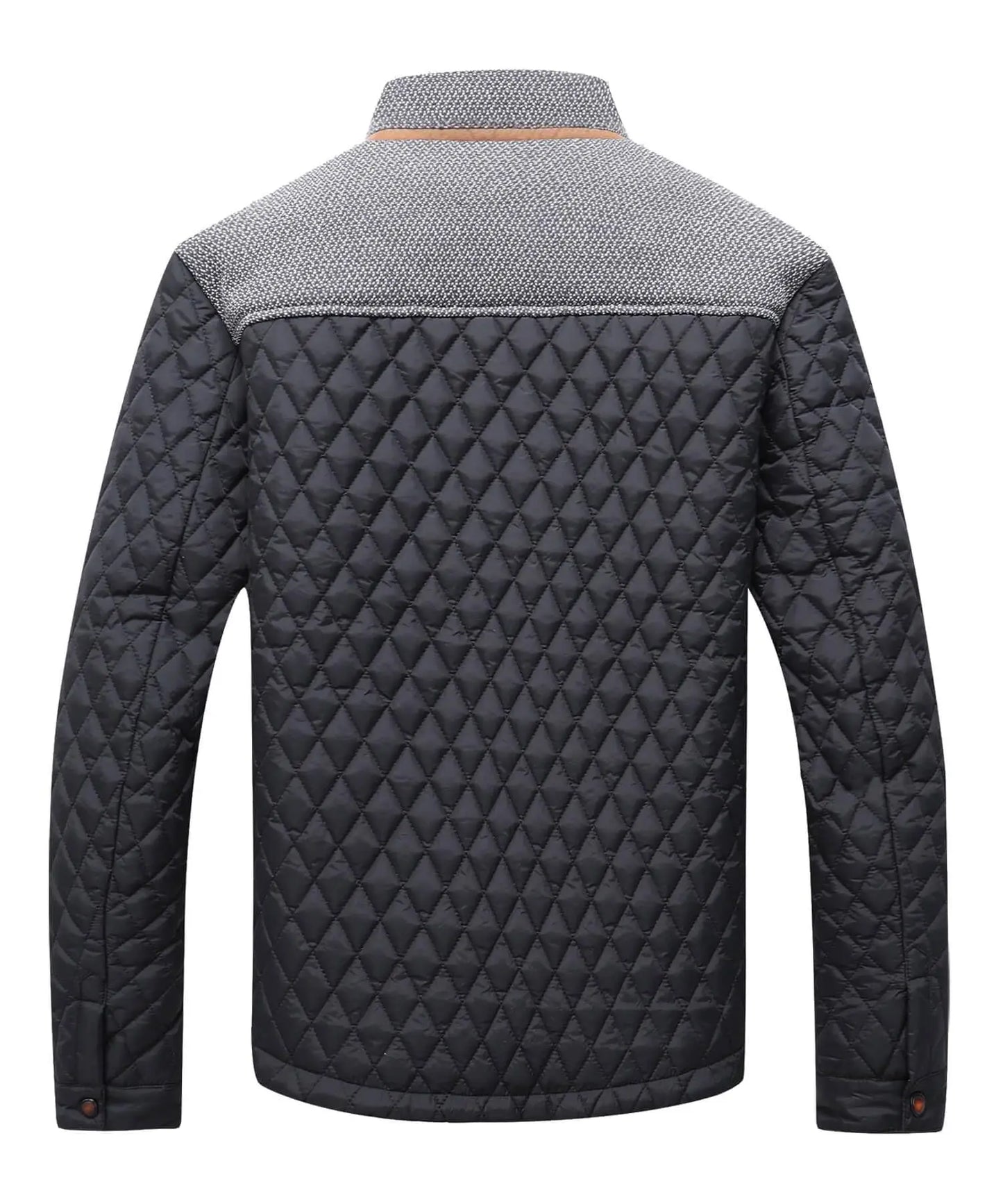 Men's Quilted Jacket - Durable Polyester Casual Bomber Coat With Plaid Lining - ZOOMNSTORE