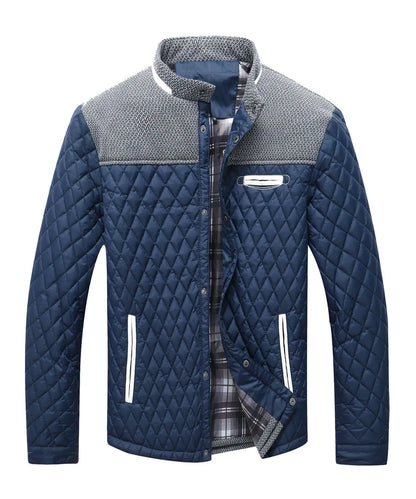 Men's Quilted Jacket - Durable Polyester Casual Bomber Coat With Plaid Lining - ZOOMNSTORE