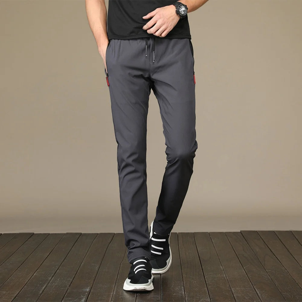 Men's Running Pants Quick Dry Trousers with Zipper Pockets - Lightweight Sport Jogging Bottoms - ZOOMNSTORE