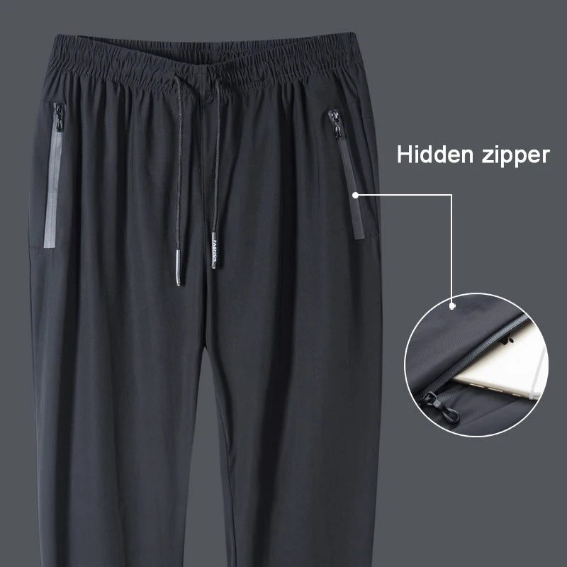 Men's Running Pants Quick Dry Trousers with Zipper Pockets - Lightweight Sport Jogging Bottoms - ZOOMNSTORE