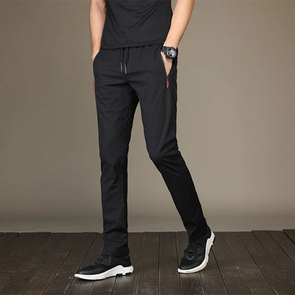 Men's Running Pants Quick Dry Trousers with Zipper Pockets - Lightweight Sport Jogging Bottoms - ZOOMNSTORE