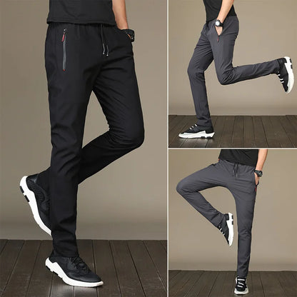 Men's Running Pants Quick Dry Trousers with Zipper Pockets - Lightweight Sport Jogging Bottoms - ZOOMNSTORE