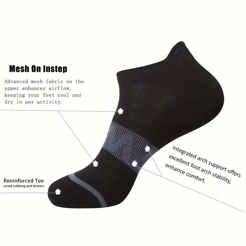 Men's Running Socks - 12 Pairs Sports Fitness Ankle Height Breathable Short Socks - ZOOMNSTORE