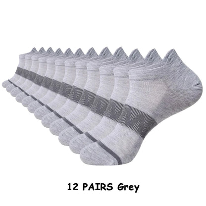 Men's Running Socks - 12 Pairs Sports Fitness Ankle Height Breathable Short Socks - ZOOMNSTORE