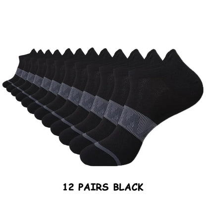 Men's Running Socks - 12 Pairs Sports Fitness Ankle Height Breathable Short Socks - ZOOMNSTORE