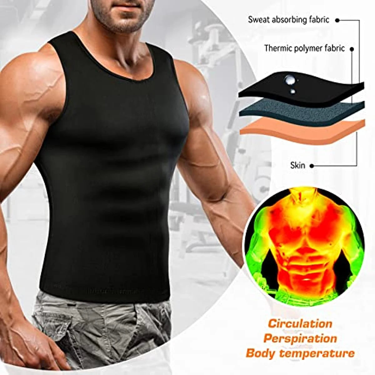 Men's Sauna Sweat Vest - Waist Trainer Slimming Workout Tank Top | Neoprene Body Shaper - ZOOMNSTORE