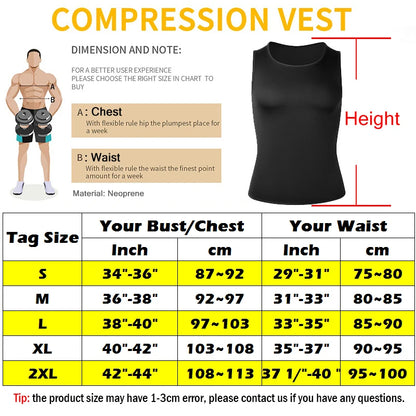 Men's Sauna Sweat Vest - Waist Trainer Slimming Workout Tank Top | Neoprene Body Shaper - ZOOMNSTORE