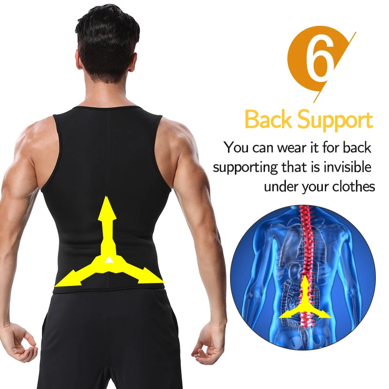 Men's Sauna Sweat Vest - Waist Trainer Slimming Workout Tank Top | Neoprene Body Shaper - ZOOMNSTORE