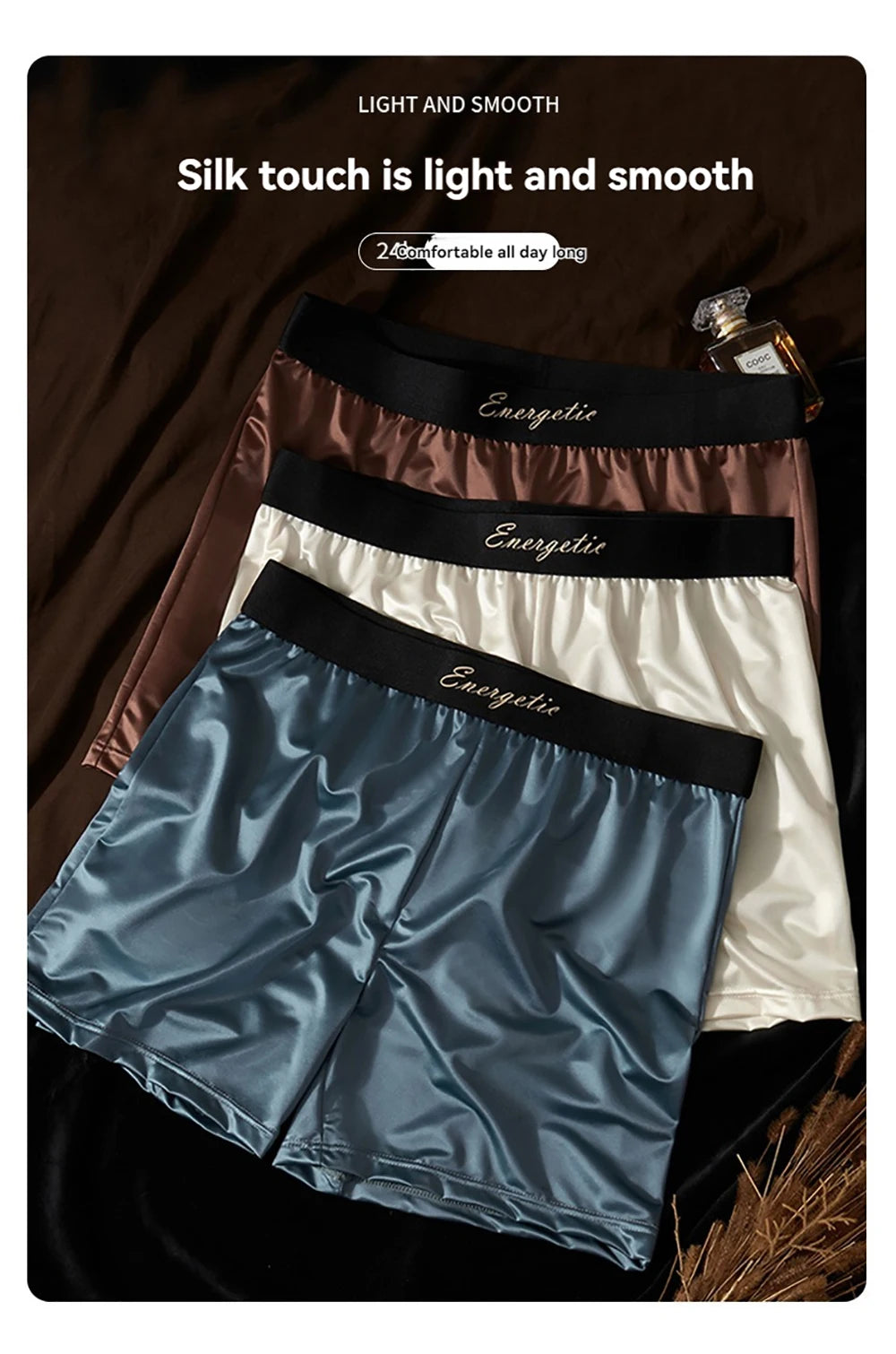 Men's Seamless Boxers - 3PCS Ice Silk Breathable Antibacterial Boxer Shorts Pack - ZOOMNSTORE