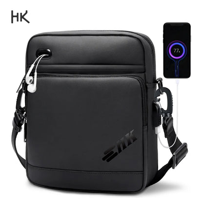 Men's Shoulder Bag Waterproof Crossbody USB Charging Large Travel Sling Pack - ZOOMNSTORE