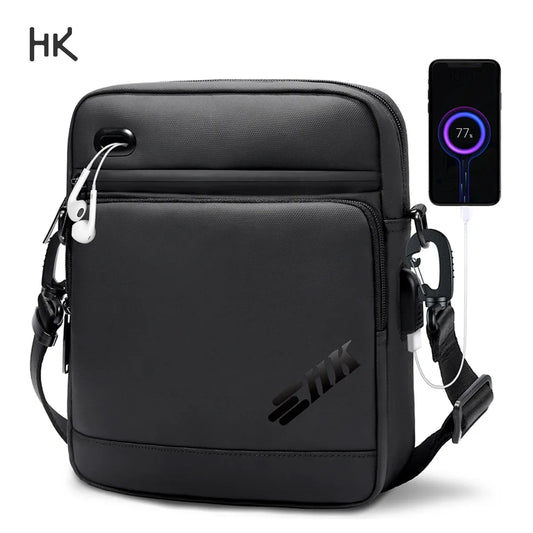 Men's Shoulder Bag Waterproof Crossbody USB Charging Large Travel Sling Pack - ZOOMNSTORE