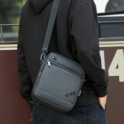 Men's Shoulder Bag Waterproof Crossbody USB Charging Large Travel Sling Pack - ZOOMNSTORE