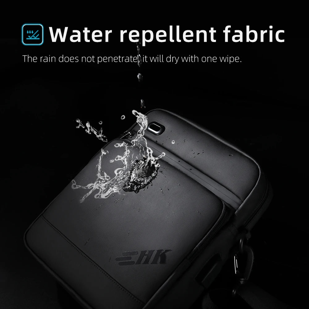 Men's Shoulder Bag Waterproof Crossbody USB Charging Large Travel Sling Pack - ZOOMNSTORE