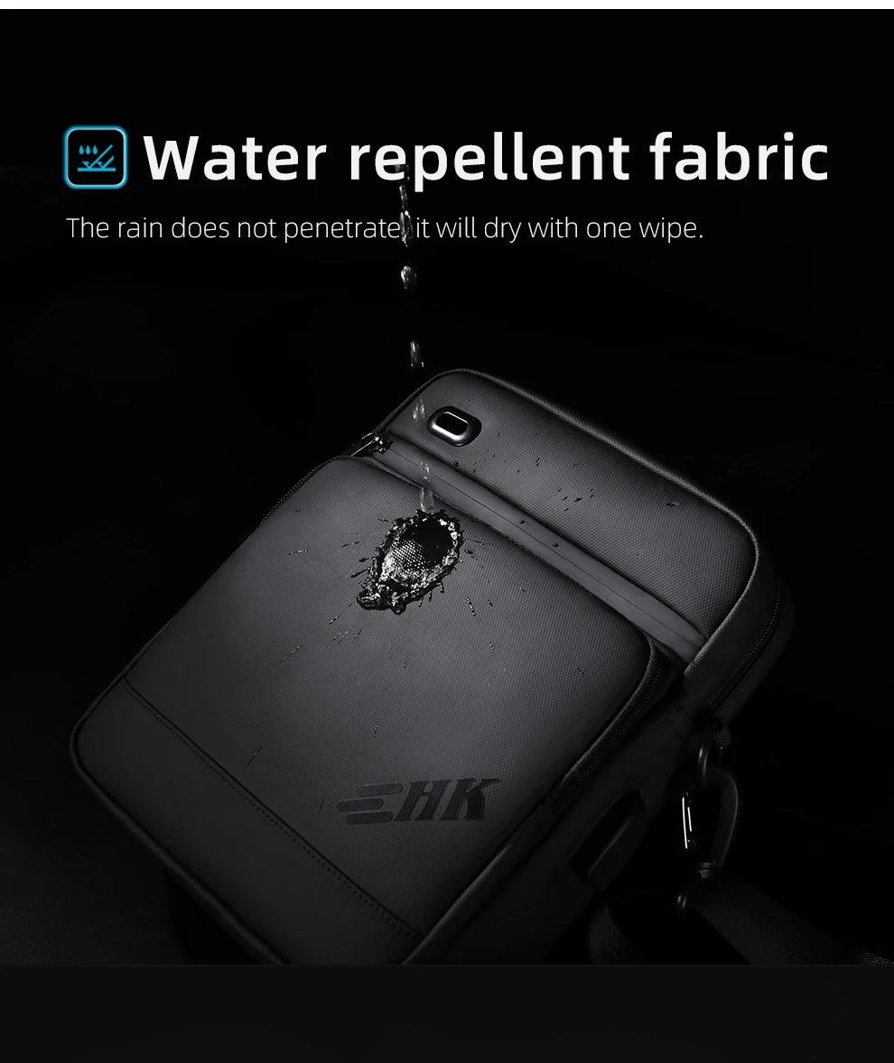 Men's Shoulder Bag Waterproof Crossbody USB Charging Large Travel Sling Pack - ZOOMNSTORE