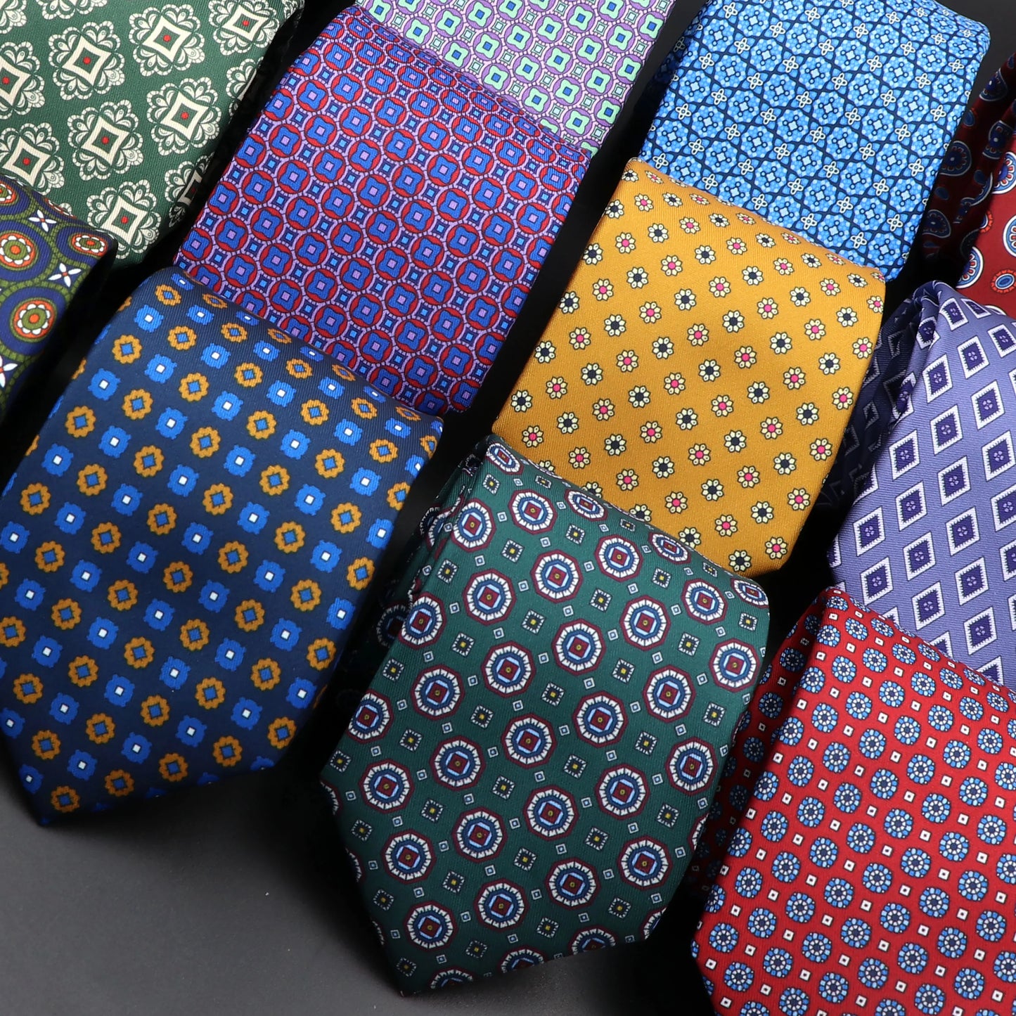 Mens Silk Tie - 75cm Soft Novelty Necktie in Blue Green Orange Floral Pattern - ZOOMNSTORE