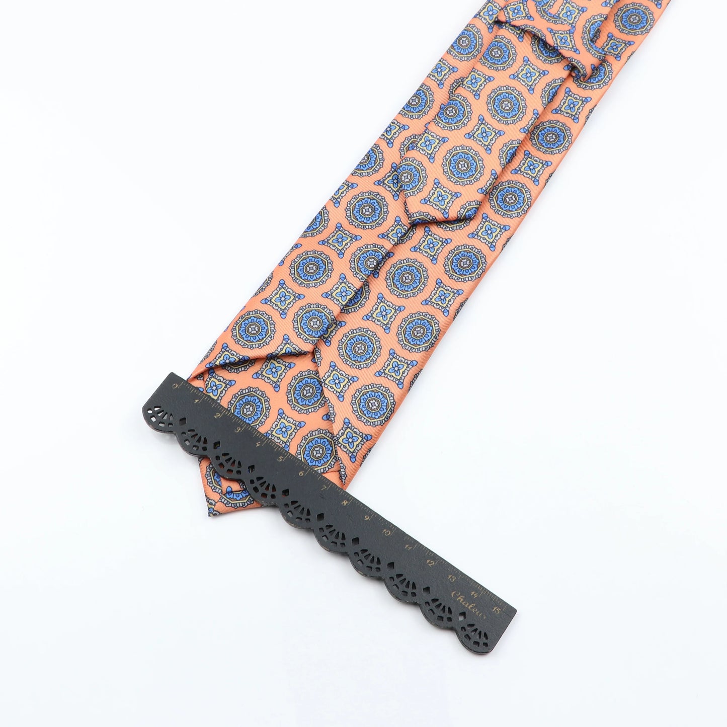 Mens Silk Tie - 75cm Soft Novelty Necktie in Blue Green Orange Floral Pattern - ZOOMNSTORE