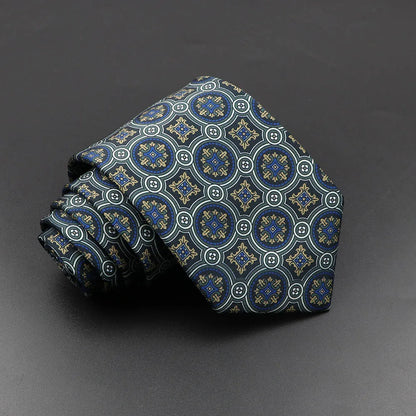Mens Silk Tie - 75cm Soft Novelty Necktie in Blue Green Orange Floral Pattern - ZOOMNSTORE