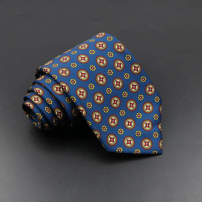 Mens Silk Tie - 75cm Soft Novelty Necktie in Blue Green Orange Floral Pattern - ZOOMNSTORE