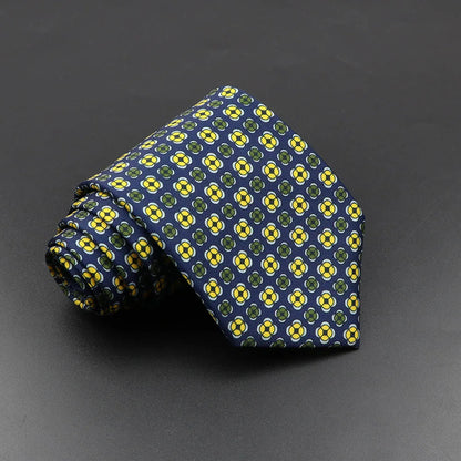 Mens Silk Tie - 75cm Soft Novelty Necktie in Blue Green Orange Floral Pattern - ZOOMNSTORE