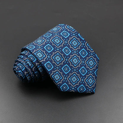 Mens Silk Tie - 75cm Soft Novelty Necktie in Blue Green Orange Floral Pattern - ZOOMNSTORE