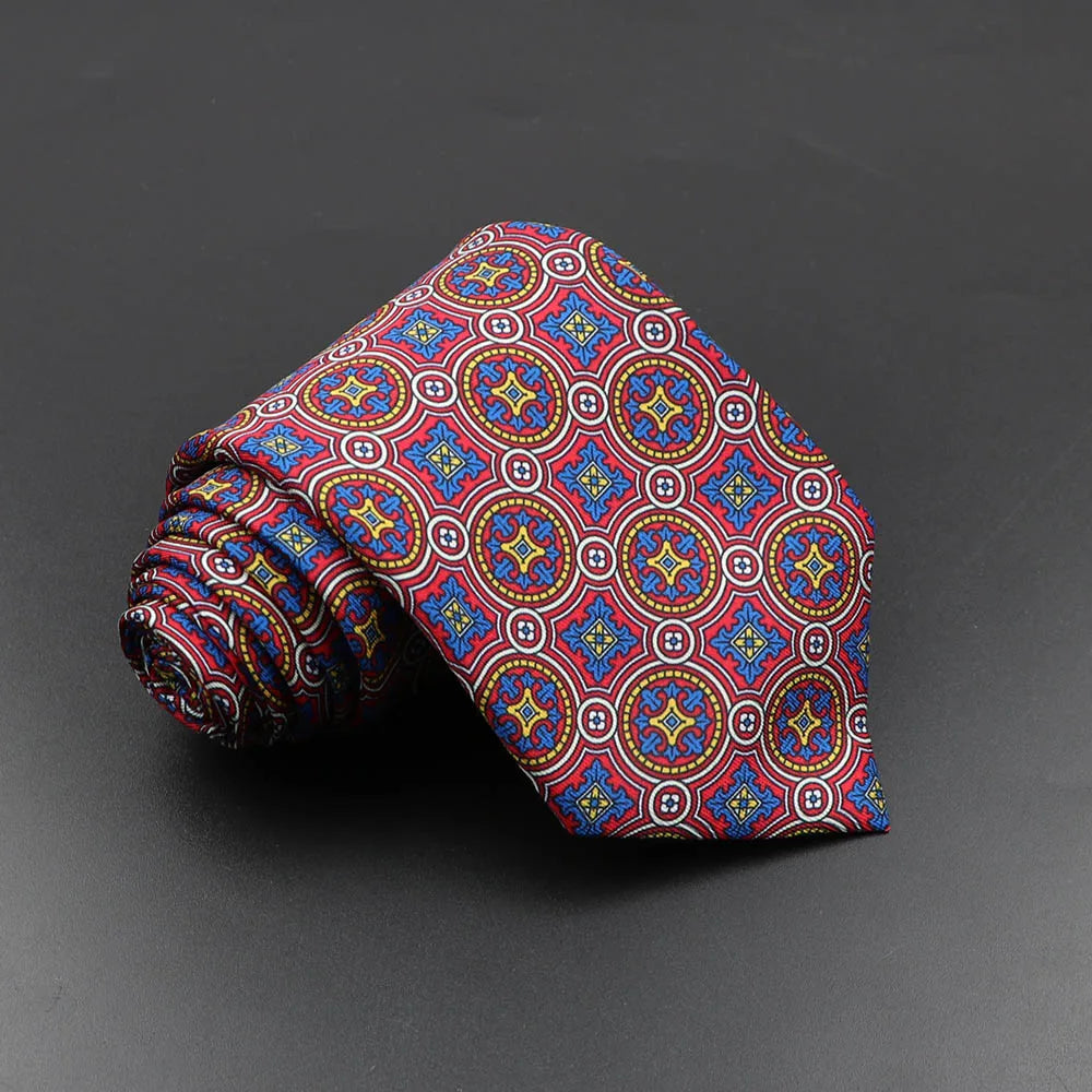 Mens Silk Tie - 75cm Soft Novelty Necktie in Blue Green Orange Floral Pattern - ZOOMNSTORE