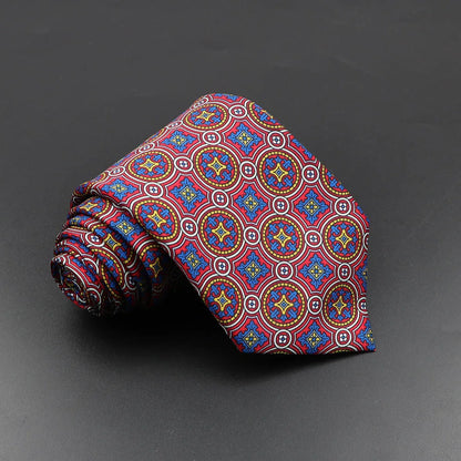Mens Silk Tie - 75cm Soft Novelty Necktie in Blue Green Orange Floral Pattern - ZOOMNSTORE