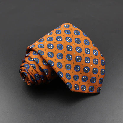Mens Silk Tie - 75cm Soft Novelty Necktie in Blue Green Orange Floral Pattern - ZOOMNSTORE