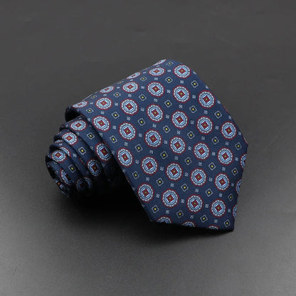 Mens Silk Tie - 75cm Soft Novelty Necktie in Blue Green Orange Floral Pattern - ZOOMNSTORE