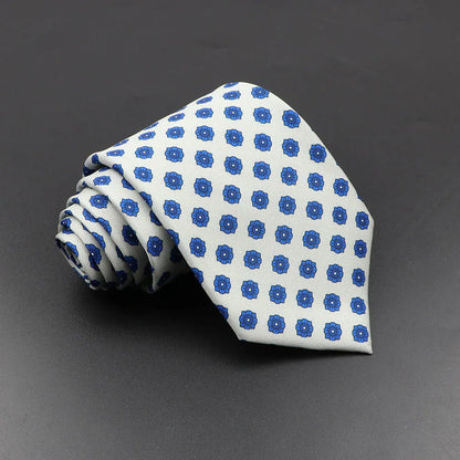 Mens Silk Tie - 75cm Soft Novelty Necktie in Blue Green Orange Floral Pattern - ZOOMNSTORE