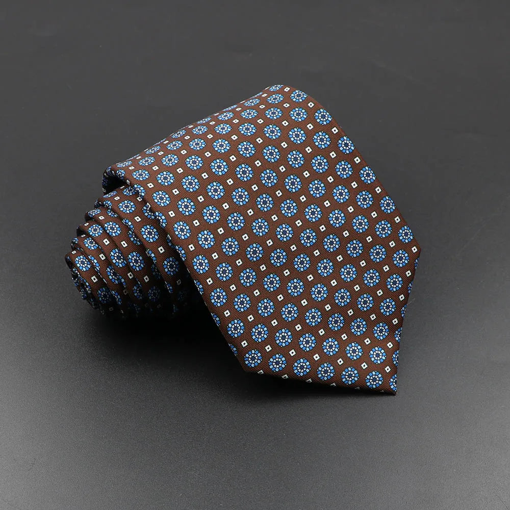 Mens Silk Tie - 75cm Soft Novelty Necktie in Blue Green Orange Floral Pattern - ZOOMNSTORE