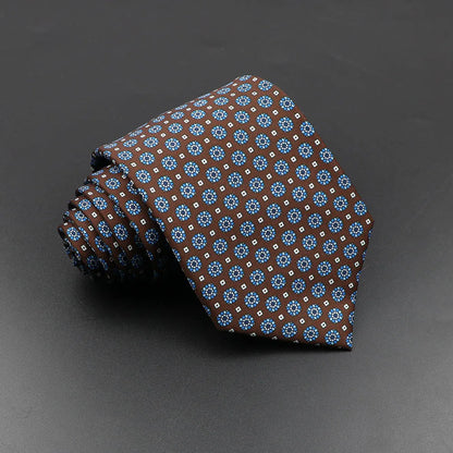 Mens Silk Tie - 75cm Soft Novelty Necktie in Blue Green Orange Floral Pattern - ZOOMNSTORE