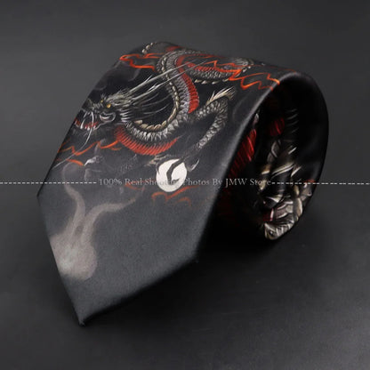 Mens Silk Tie - Creative Graffiti Animal Print Necktie for Business Weddings and Parties - ZOOMNSTORE