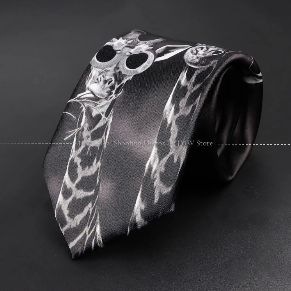 Mens Silk Tie - Creative Graffiti Animal Print Necktie for Business Weddings and Parties - ZOOMNSTORE