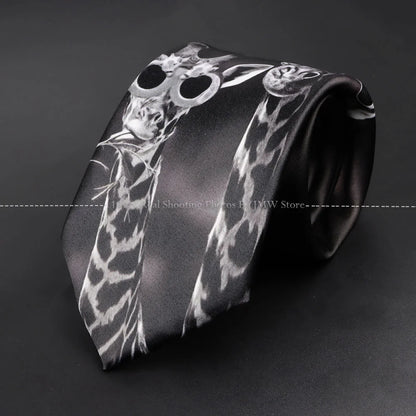 Mens Silk Tie - Creative Graffiti Animal Print Necktie for Business Weddings and Parties - ZOOMNSTORE