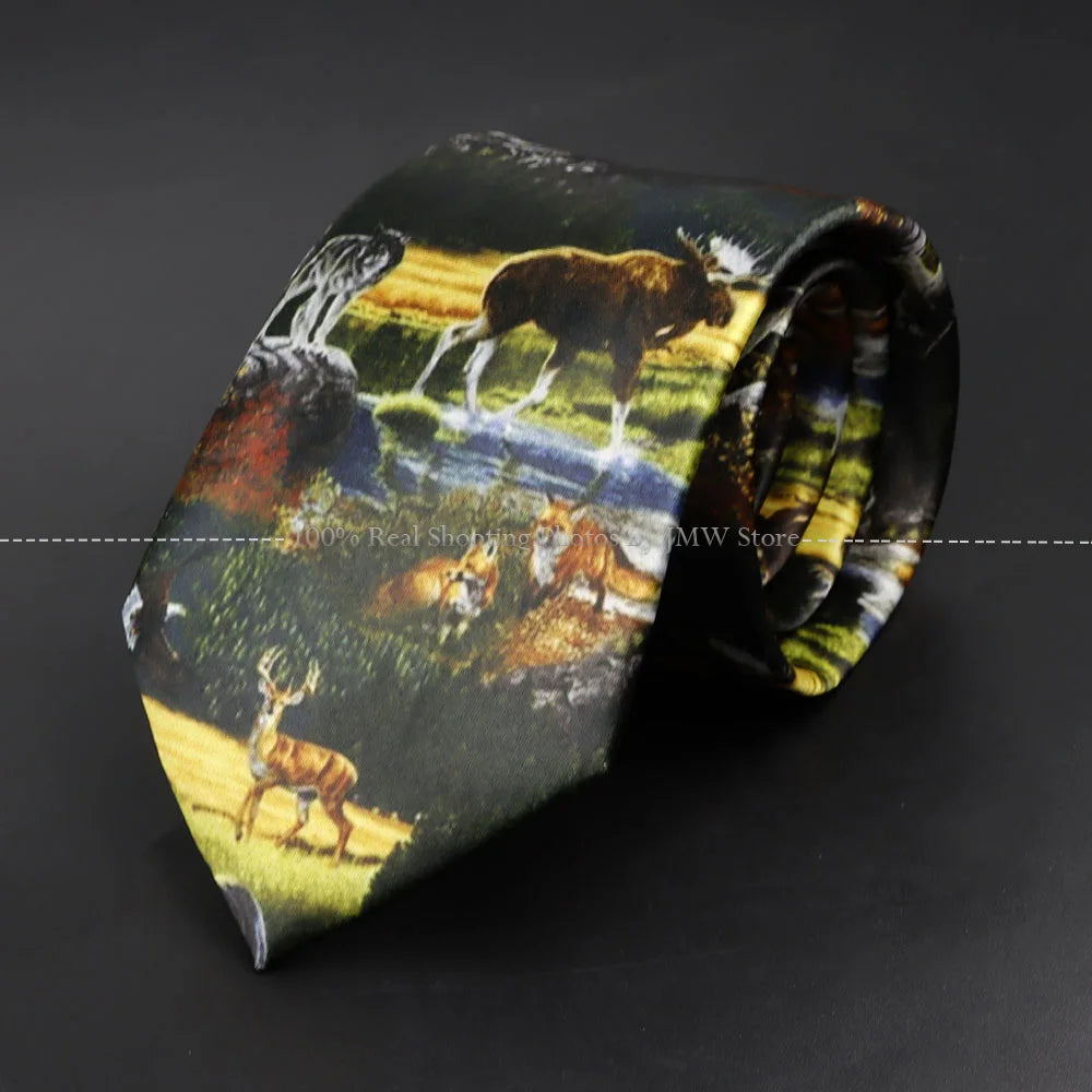 Mens Silk Tie - Creative Graffiti Animal Print Necktie for Business Weddings and Parties - ZOOMNSTORE