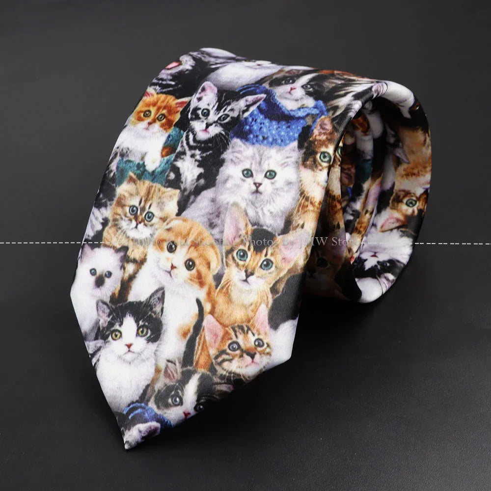 Mens Silk Tie - Creative Graffiti Animal Print Necktie for Business Weddings and Parties - ZOOMNSTORE