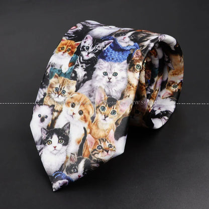 Mens Silk Tie - Creative Graffiti Animal Print Necktie for Business Weddings and Parties - ZOOMNSTORE