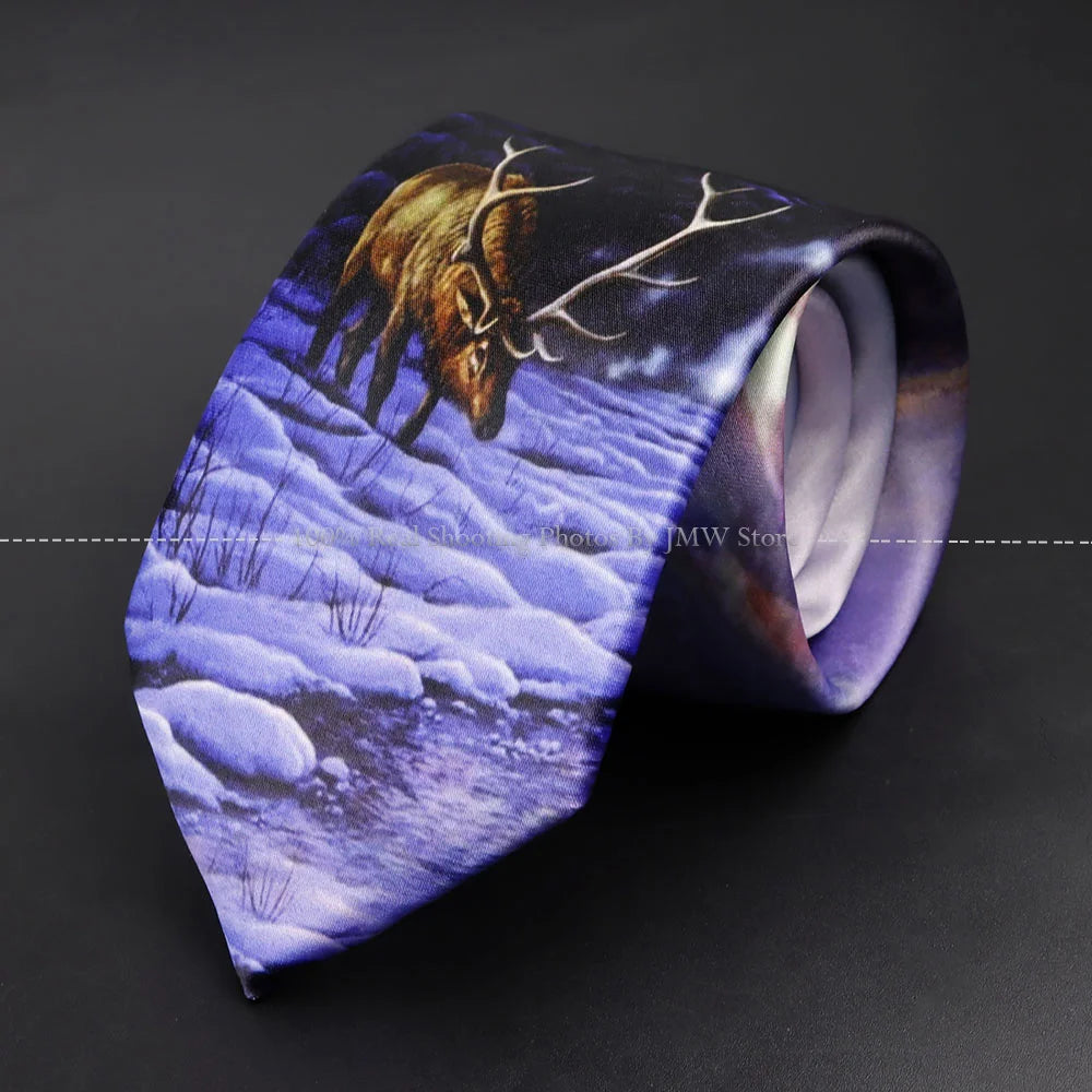 Mens Silk Tie - Creative Graffiti Animal Print Necktie for Business Weddings and Parties - ZOOMNSTORE