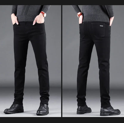 Mens Black Slim Jeans - Elastic Straight Pants Vintage Denim for Business  Leisure - ZOOMNSTORE