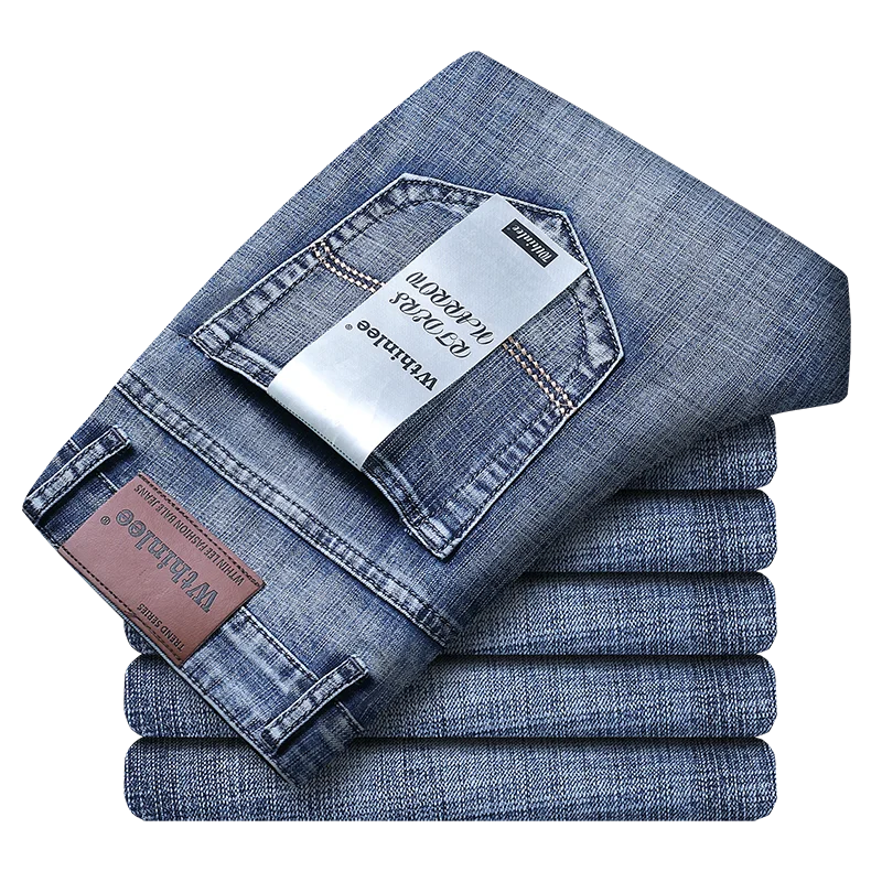 Men's Slim Jeans - Classic Straight Fit Denim Pants | Midweight Cotton Blend Zipper Fly - ZOOMNSTORE