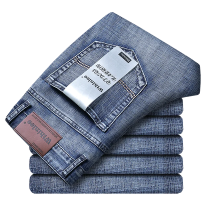 Men's Slim Jeans - Classic Straight Fit Denim Pants | Midweight Cotton Blend Zipper Fly - ZOOMNSTORE