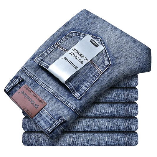 Men's Slim Jeans - Classic Straight Fit Denim Pants | Midweight Cotton Blend Zipper Fly - ZOOMNSTORE