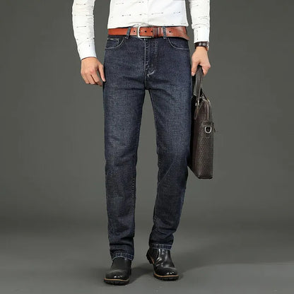 Men's Slim Jeans - Classic Straight Fit Denim Pants | Midweight Cotton Blend Zipper Fly - ZOOMNSTORE